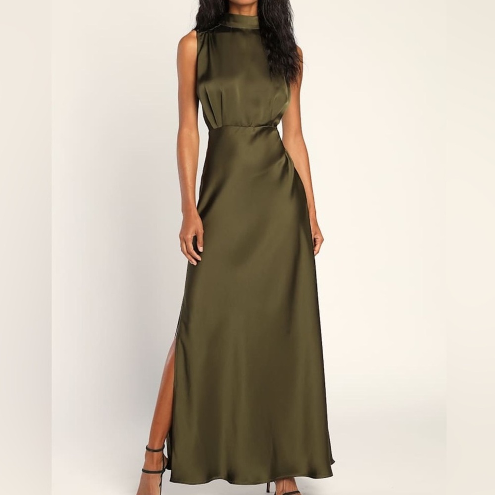 Lulu's Olive Green Sleeveless Maxi Dress